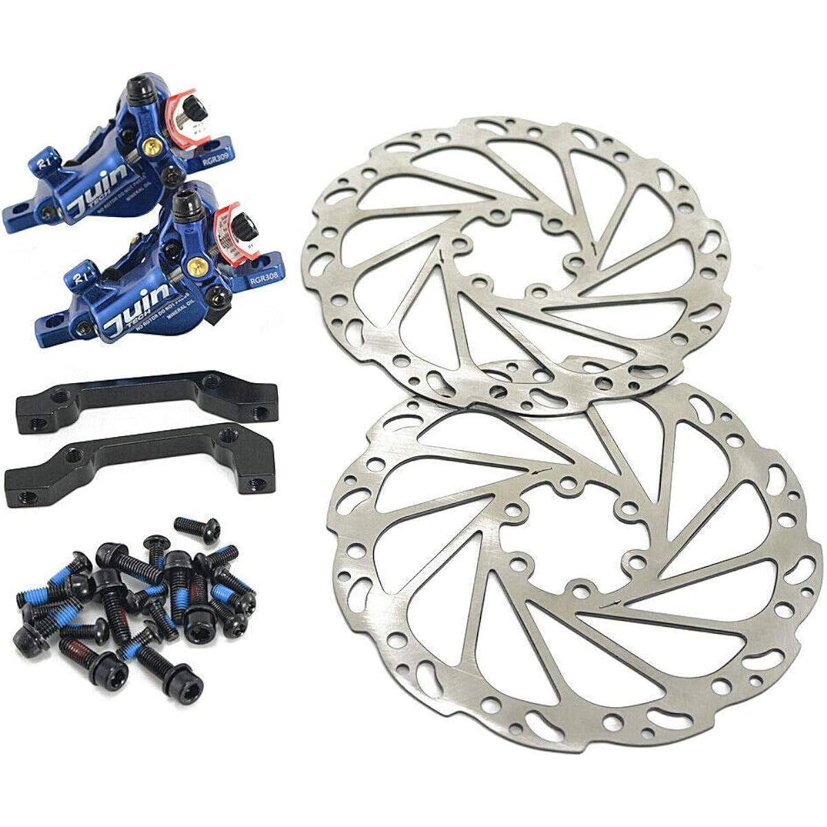 JUIN TECH R1 Hydraulic Road CX Disc Brake set 160mm with Rotor, Front and Rear, Blue, JT1903