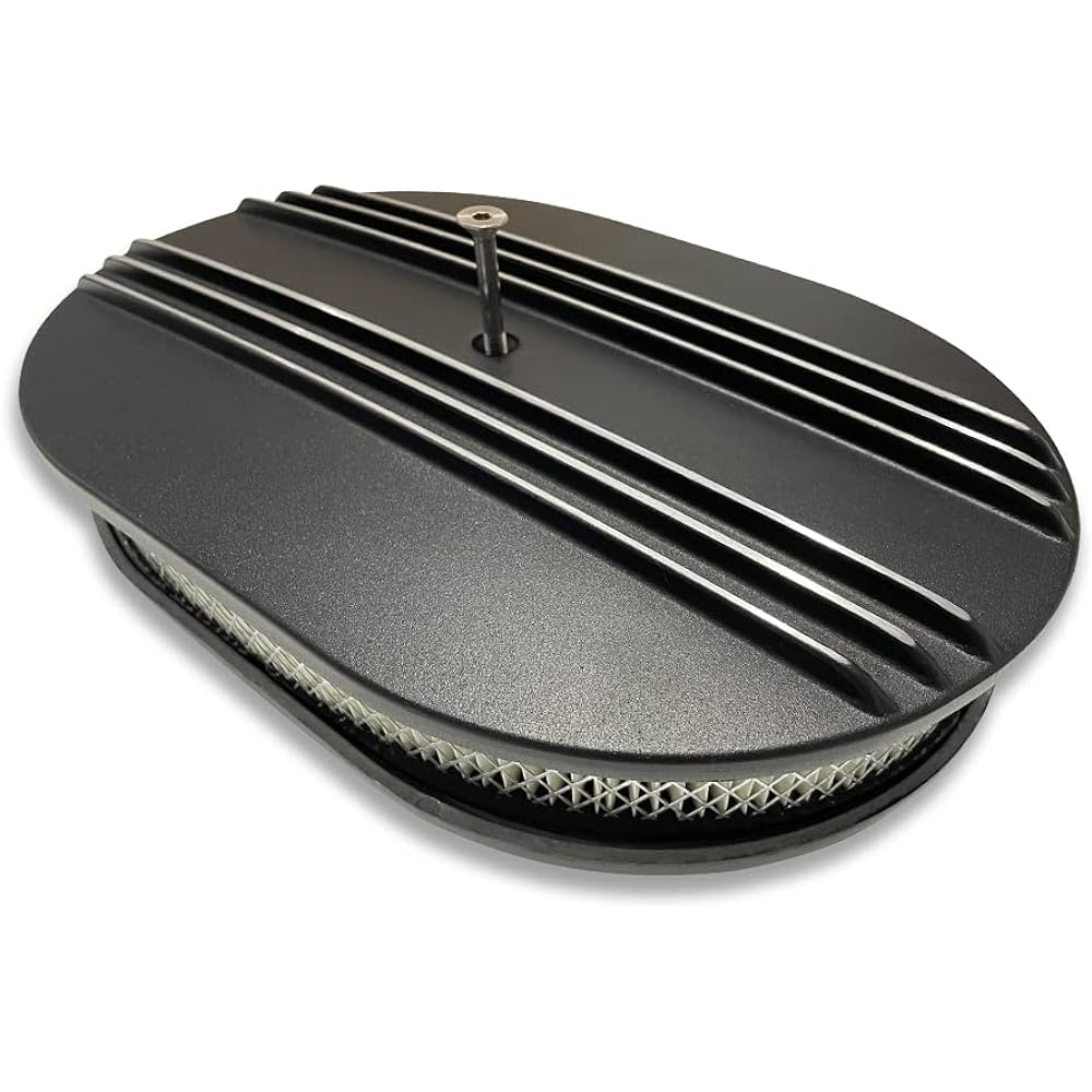 DEMOTOR PERFORMANCE 15" Black Oval Partially Fined Aluminum Air Cleaner Kit Assembly Parts