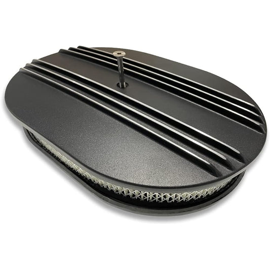 DEMOTOR PERFORMANCE 15" Black Oval Partially Fined Aluminum Air Cleaner Kit Assembly Parts