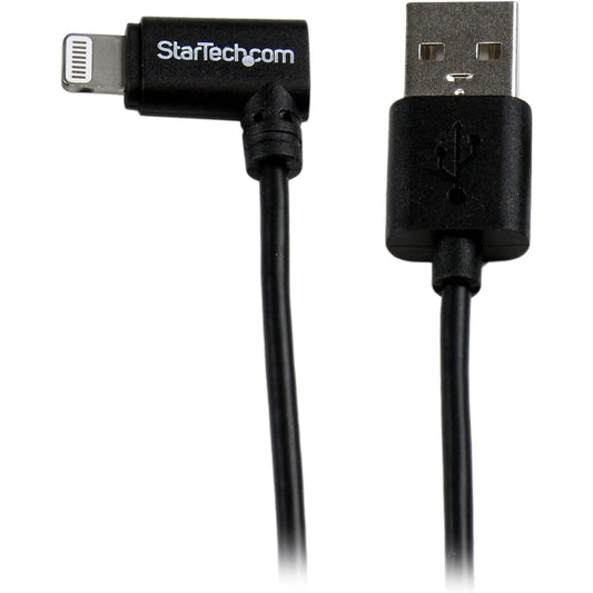 StarTech.com 2m L-shaped Lightning to USB Cable Black Apple MFi Certified Compatible with iPhone/iPod/iPad USBLT2MBR