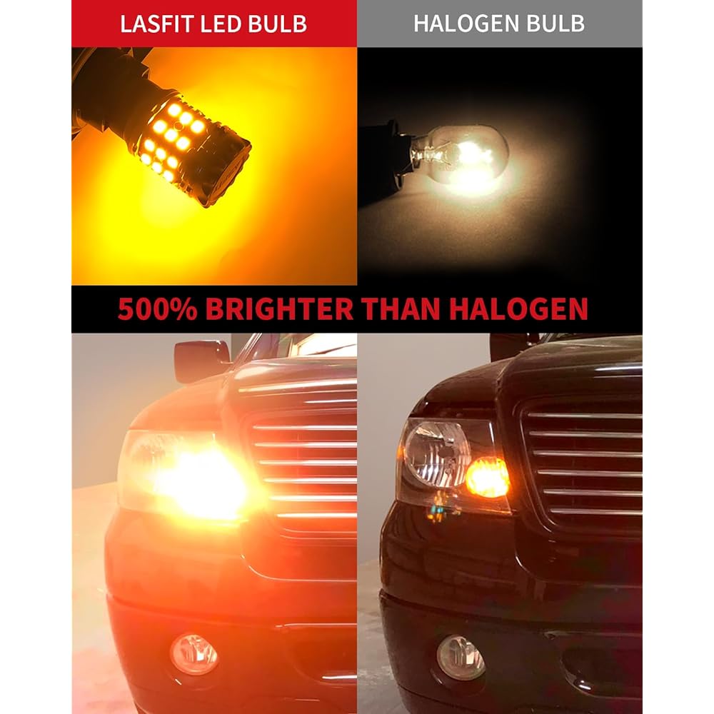 LASFIT 3157 LED Winker Light 3156 3057 4157 4057 4057 Blinker bulb CANBUS Anti -Hyper Flash No resistance required 2023 Upgrade standard socket Automobile Bright Amber 2 Packs