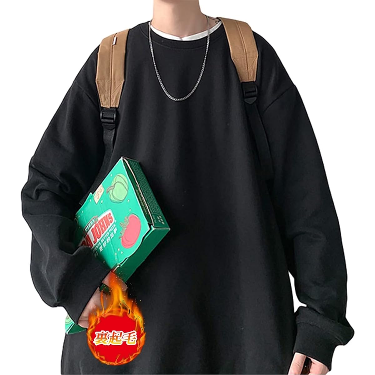 [WEEN CHARM] Sweatshirt, Big Silhouette, Oversized, Plain, Long Sleeve, Parka, Pile Lining, Loose, Men's, Unisex, M - 5XL, 11 Colors Available