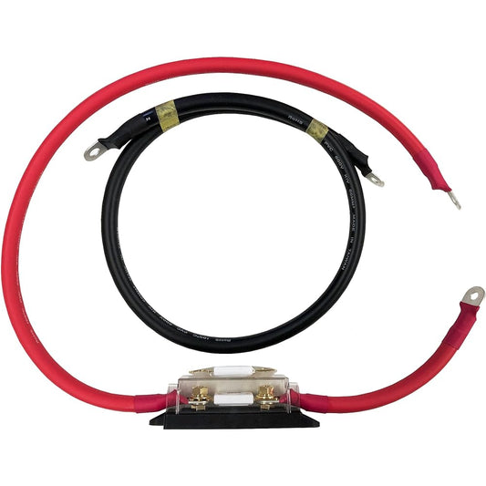 ONE GAIN KIV wire cable set with fuse, for inverter protection, red and black, 1m each *Length of battery side connection terminal from fuse holder is 80cm Compatible with SP2000-112, terminal crimped sp2012kiv-batt-80
