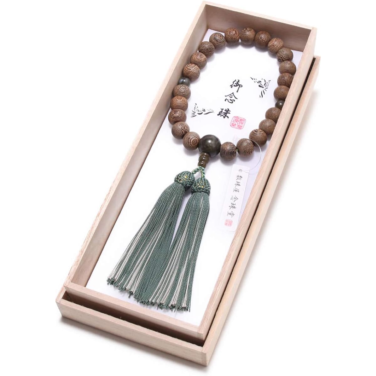 Prayer beads made in Japan > Men's striped iron sword (Tagaya-san) Labradorite Pure silk tassel Comes with a prayer bead bag Handmade prayer beads that can be used by all sects Luxury Domestic prayer beads [Long-established prayer beads manufacturer foun