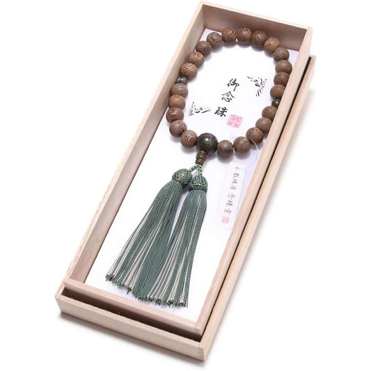 Prayer beads made in Japan > Men's striped iron sword (Tagaya-san) Labradorite Pure silk tassel Comes with a prayer bead bag Handmade prayer beads that can be used by all sects Luxury Domestic prayer beads [Long-established prayer beads manufacturer foun