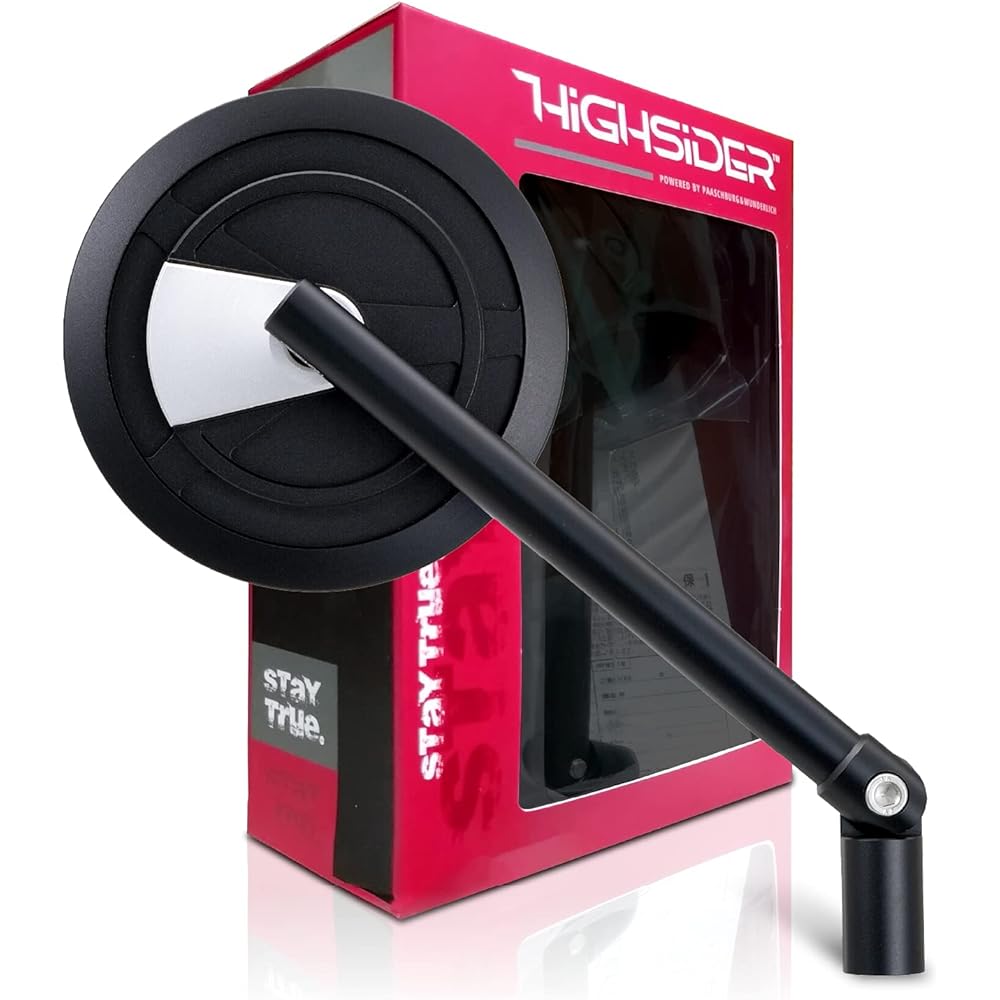 Daytona HIGHSIDER Motorcycle Rod Mirror, 1 piece on each side, 10mm forward/reverse screw compatible, ECE standard clear, Enterprise EP1 Blast Black/Silver 15590