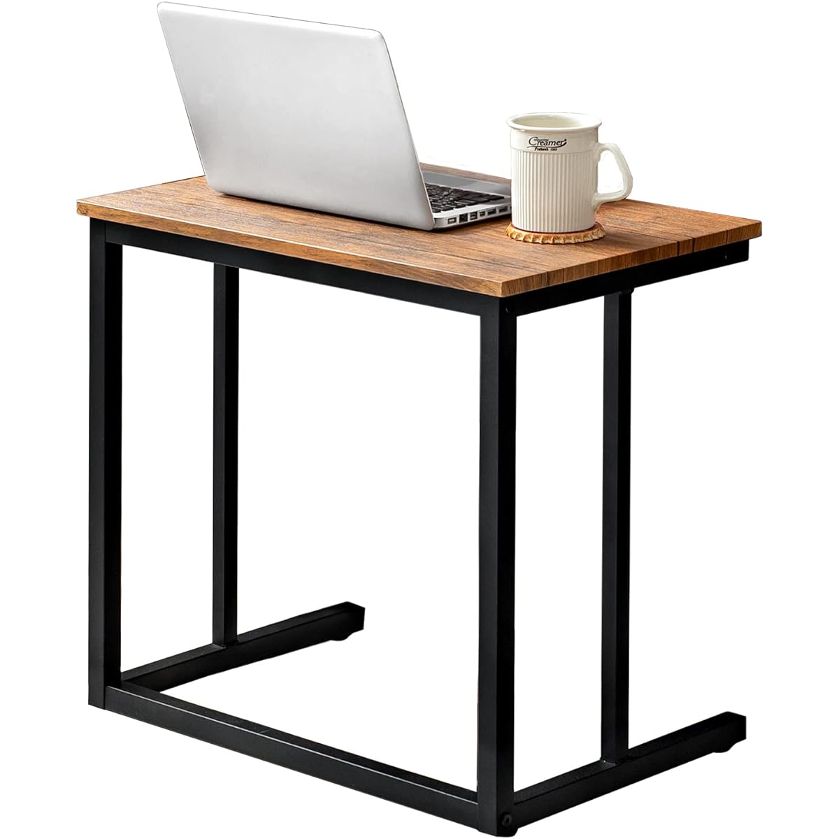 Hagihara Side Table Desk Night Table Sofa Side Table Desk PC Remote Work Water Resistant Lightweight Wood Grain Industrial Width 60 x Depth 39 x Height 54.5 Brown LST-4662BR