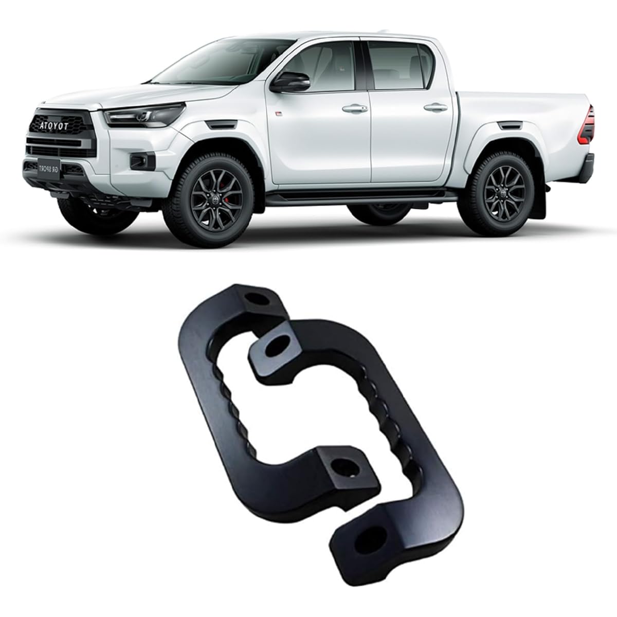 Hilux Aluminum Assist Grip for HILUX GUN125 Front Left & Right Set for All Year All Models Front Handrail Interior Custom Dress Up Accessories Parts (Black)