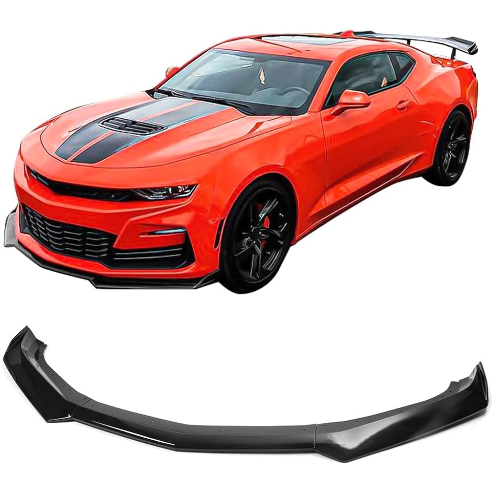 IKON Motorsports Front Bumper Lip 2016-2023 CHEVY CAMARO Compatible 1LE Style Style Black Front Air Tin Dam Body Kit Body Body Lip Spoiler ABS Plastic