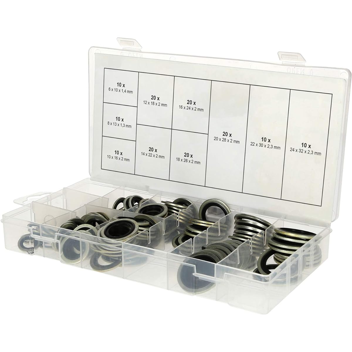 KS Tools Various Composite Seal Rings - 6~24 mm 150 pieces 970.0760