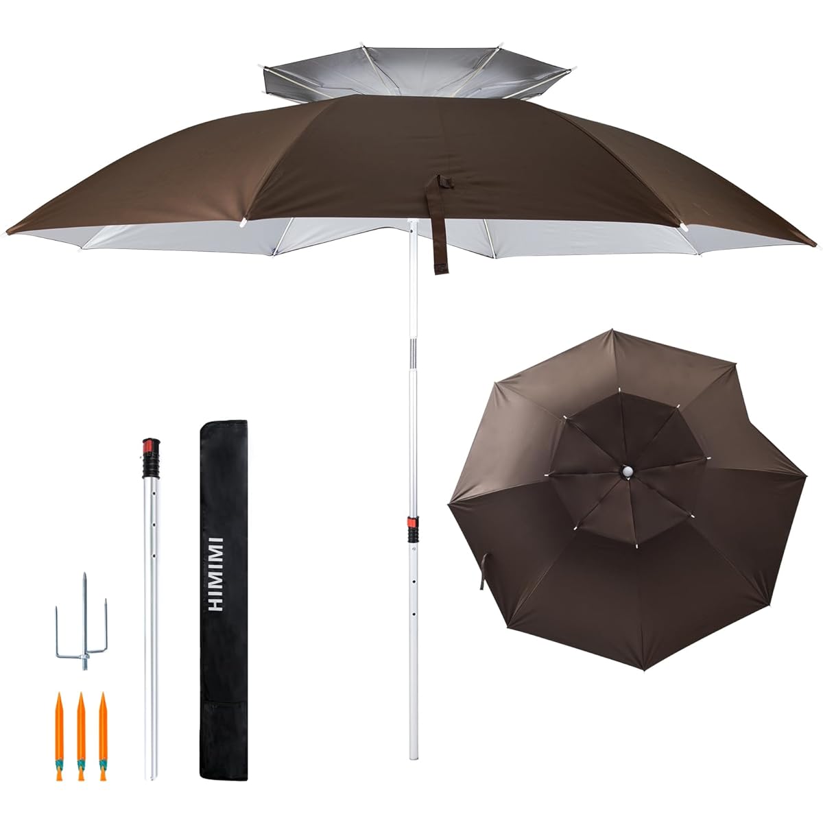 Parasol with tilt function, adjustable angle, foldable, silver coating, UV protection, compact storage, fishing parasol, garden parasol…