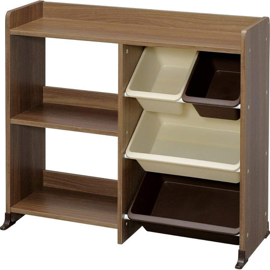 Iris Ohyama Toy Box with Top Board and Bookshelf Brown Width 88 x Depth 34.7 x Height 79.8 cm Toy House Rack HTHR-34