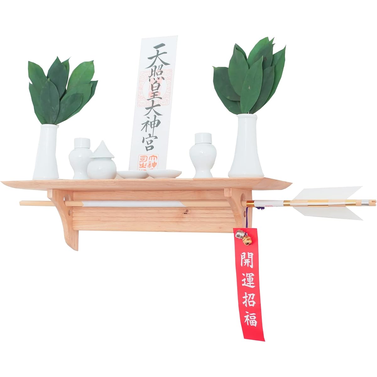 Kamidananosato Modern Shinto Altar Board Fu-Ka Shinto Tools Set Modern Wall Hanging Simple Shelf Rubber Wood Stylish Rental Apartment