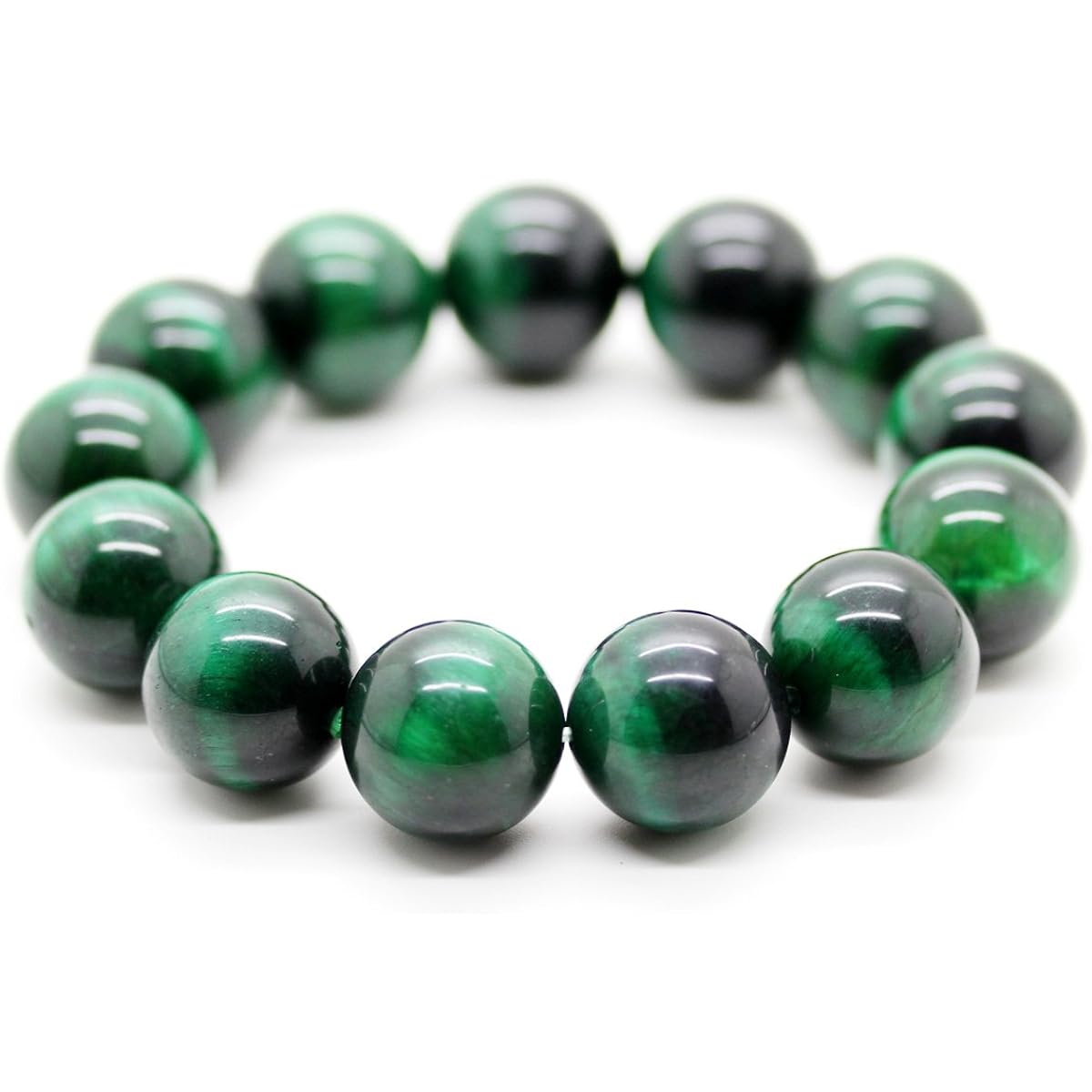 Sekihui Green Tiger Eye 18mm Prayer Bead Bracelet Explosive Money Luck!! Money Luck, Work Luck, Financial Luck [b184_1]