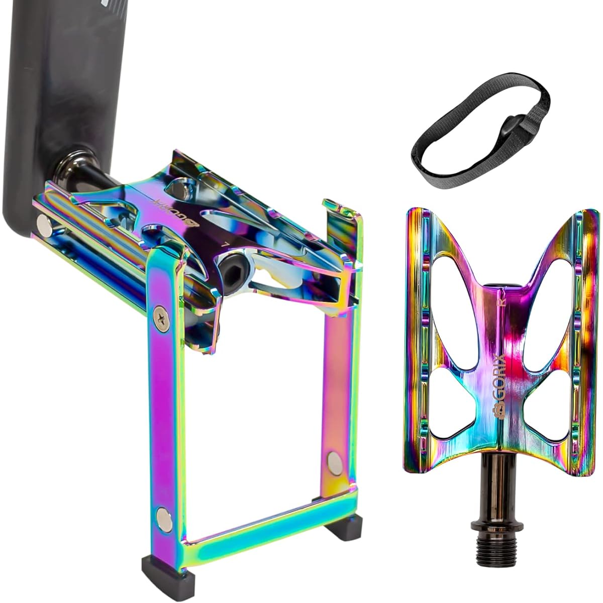 GORIX Bicycle Pedal Flat Pedal Stand Built-in Pedal Stand Black Aluminum Lightweight Bicycle Stand (GX-FYK26) Stylish Road Bike Cross Bike Pedal Stand Pedal Replacement