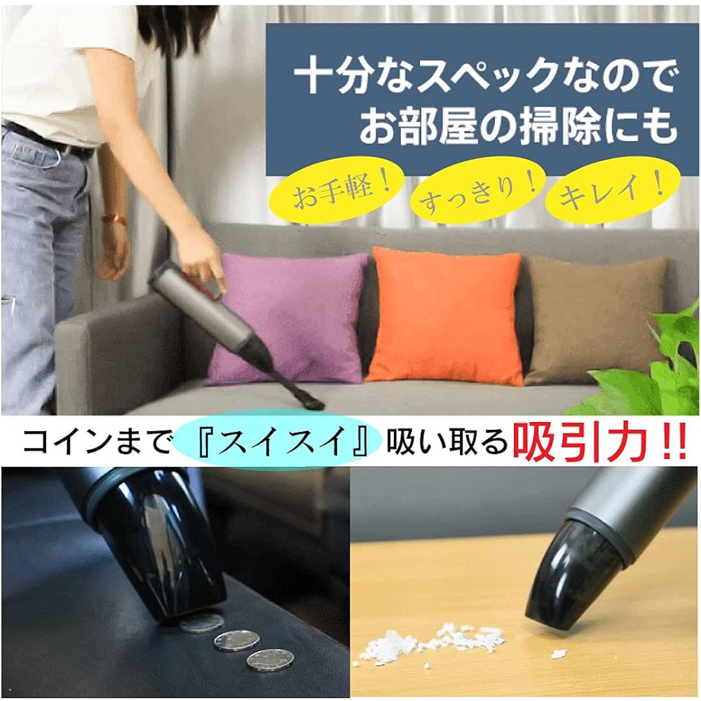 [Kousa] Handy Cleaner with Amazing Suction Power 6000pa Car Cleaner Slim with LED Light Rechargeable Cordless Vacuum Cleaner Super Strong Suction