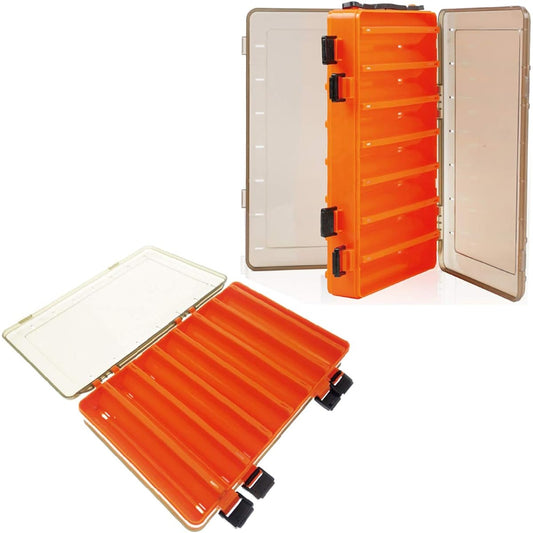 Hiro World Trade Tackle Box Reversible Set of 2 Lure Case Orange Fishing Tackle Storage Worm Case (14 Orange Pieces x 2 Pieces)