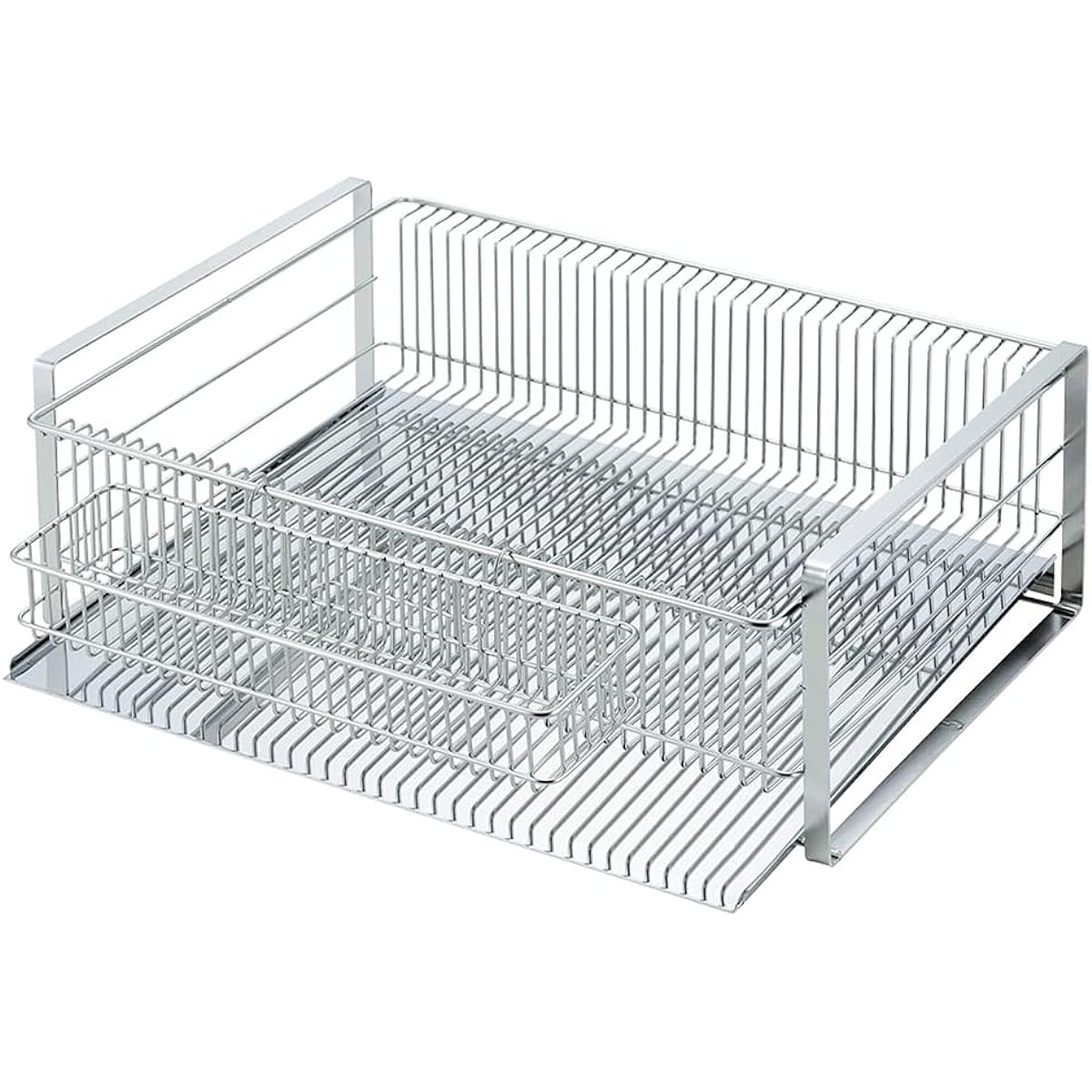 Shimomura Planning Simple and sophisticated Drainer rack, Drainer basket, Wide, Vertical [Made in Japan] Drains quickly because the dishes stand up. Small items can be placed stably. Comes with a diagonal tray. Comes with a chopstick rest. 35730 Tsubame-