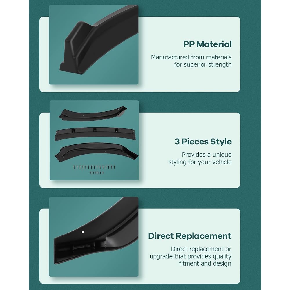 SCITOO Front Lip Spoiler 2017-2018 Hyundai Erantra Mat Black Front Bumper Lip