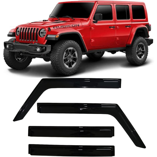 2018-2024 Tape on the side Window Dowdy Viser JEEP WRANGLER JL UNLIMITED 4-door & Jeep Gladiator JT 2020-2023 Smoke Tinted Rain Guard
