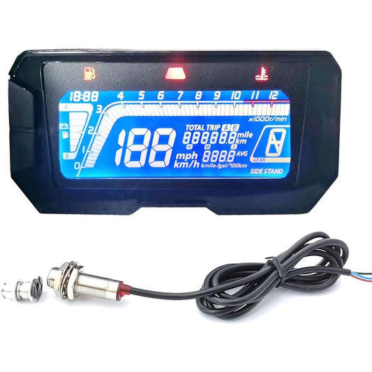 SAMDO Universal Motorcycle Speedometer Tachometer 199 Kmh Mph 12000RPM Super Bright Screen