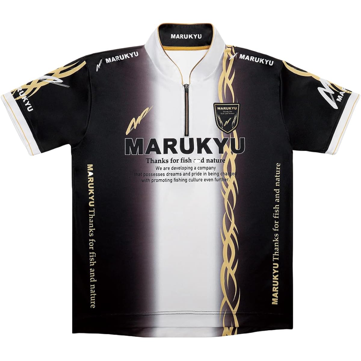 Marukyu High End Zip Up Shirt 02 (Short Sleeve) Black M