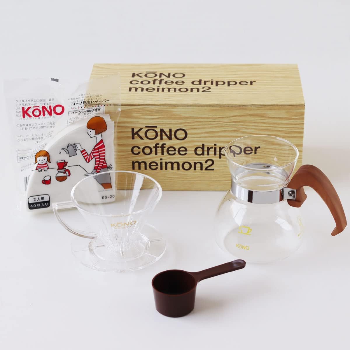 KONO style prestigious dripper set for 2 people Wood handle