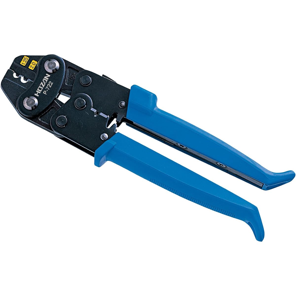 HOZAN Crimping Tool (For Bare Crimp Terminals/Nude Crimp Sleeves) Crimping Pliers Stripper, Built-in Cutter Size 1.25/2 P-722