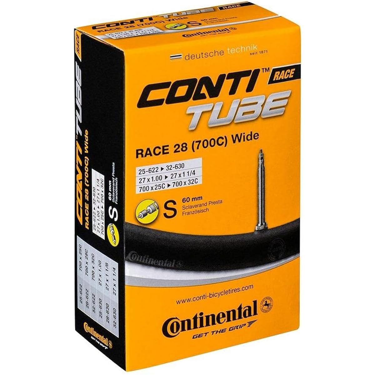 Continental Presta Tube Black Race28 Wide 700×25-32C Presta (60mm) Set of 2 [Parallel Import]