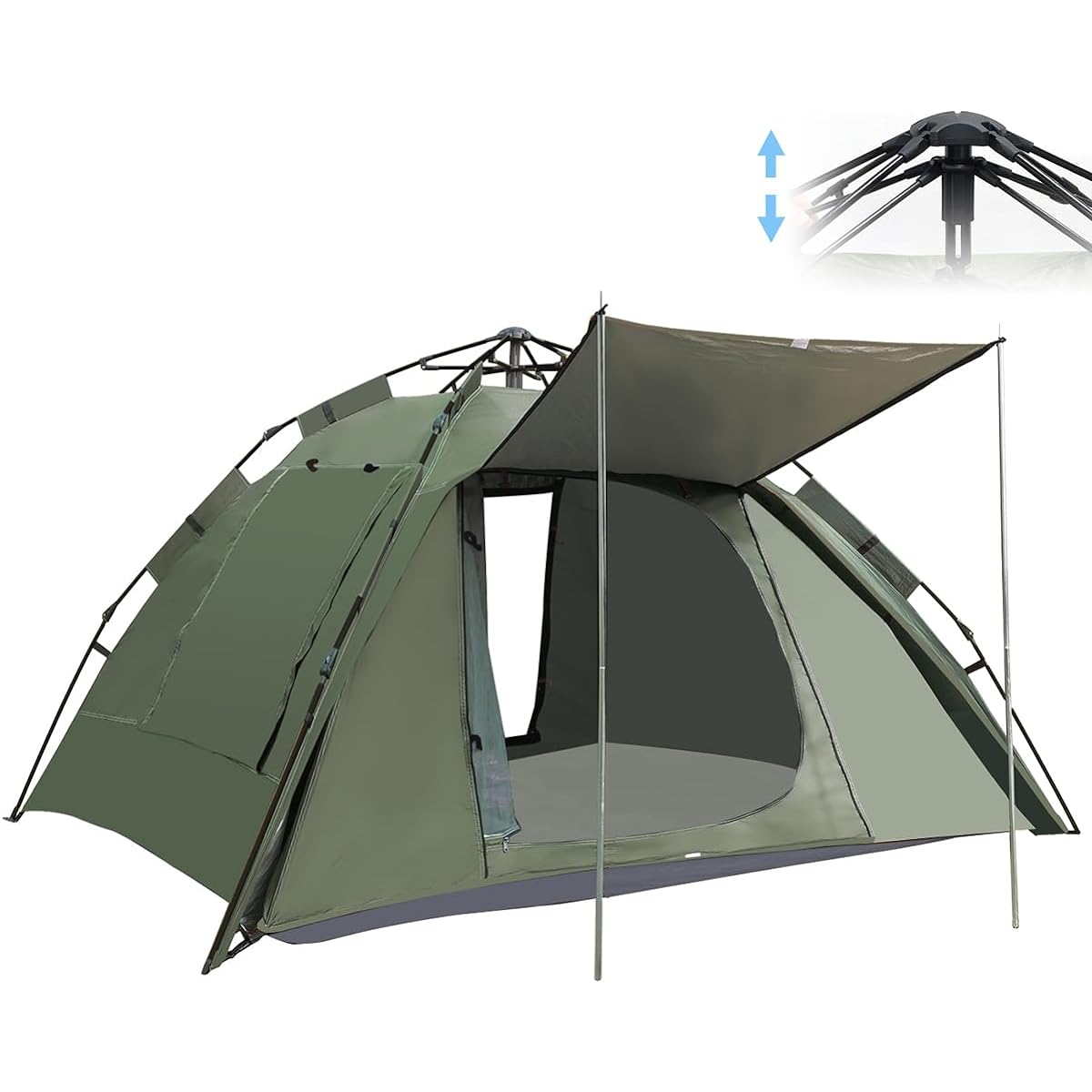 Tent, one-touch camping tent, for 2-4 people, 3-way use, water pressure resistance 3500mm, waterproof, water repellent