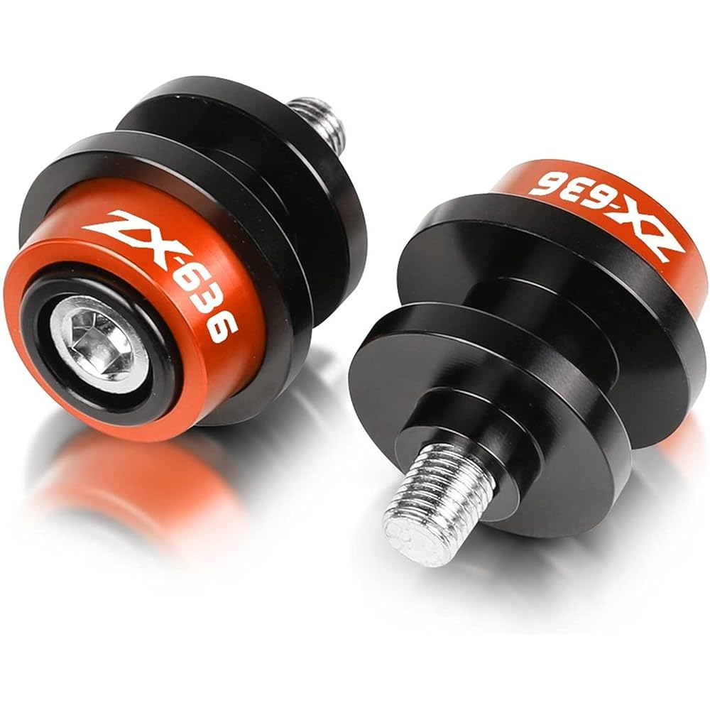 Stand Screw Slider Motorcycle Accessories CNC Aluminum 10MM Stand Screw Swing Arm Spool Slider Suitable for Kawasaki ZX-636 ZX636 2007-2020 2019 (Color: Orange)