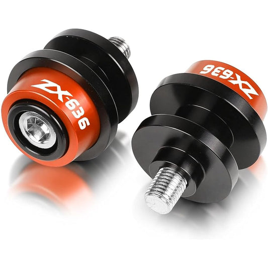 Stand Screw Slider Motorcycle Accessories CNC Aluminum 10MM Stand Screw Swing Arm Spool Slider Suitable for Kawasaki ZX-636 ZX636 2007-2020 2019 (Color: Orange)