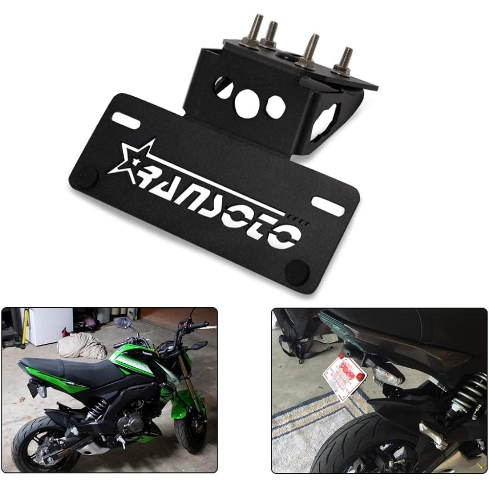 Ransoto Motorcycle Z125 Pro Fender Eliminator Kit License Plate Holder Compatible with 2015-2022 Kawasaki Z125 Z125 Pro (Black)