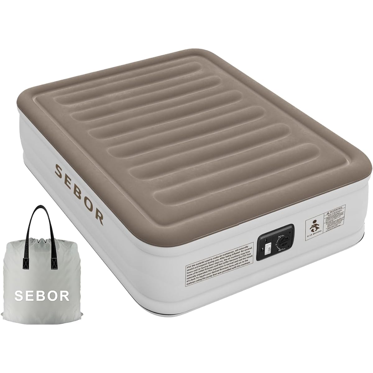 Sebor Premium Air Bed, Single Camping Air Mat, Compact Storage Inflator Air Mat for Camping, Comfortable Sleeping, Home, Guests, Disaster Prevention, Travel, 203 x 101 x 23 cm, Load Capacity 150kg