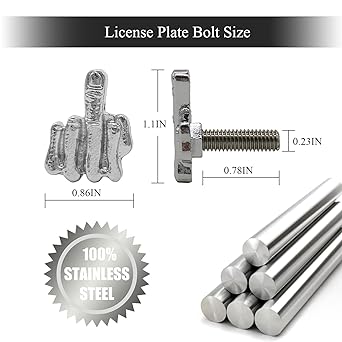 Licger plate bolts 4 stainless steel steel license screws screw auto chopper car tag frame florter trim (silver)
