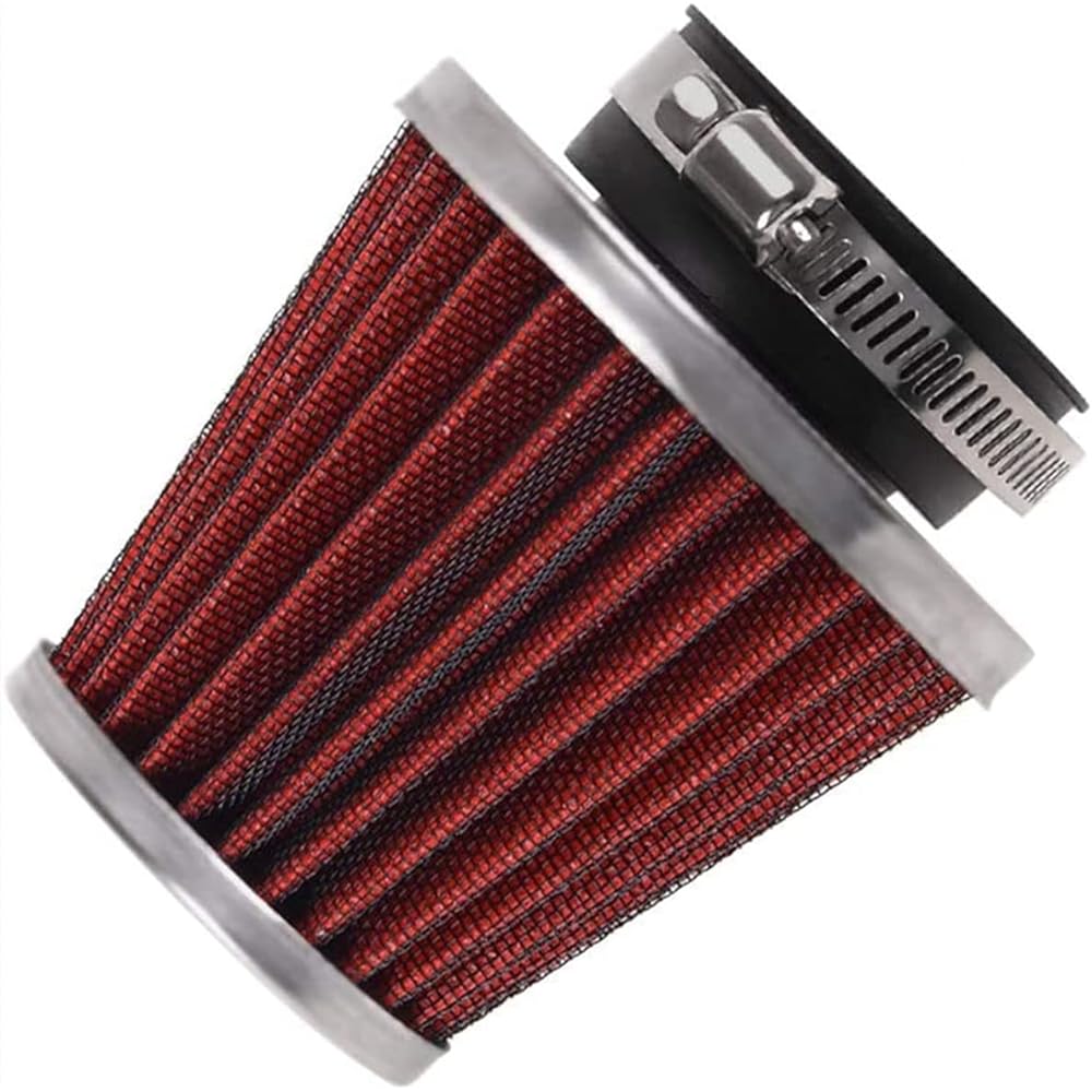 Evermotor 42mm 43mm 44mm Universal Double Layer Steel Air Filter for Motorcycle Scooter ATV Moped Red