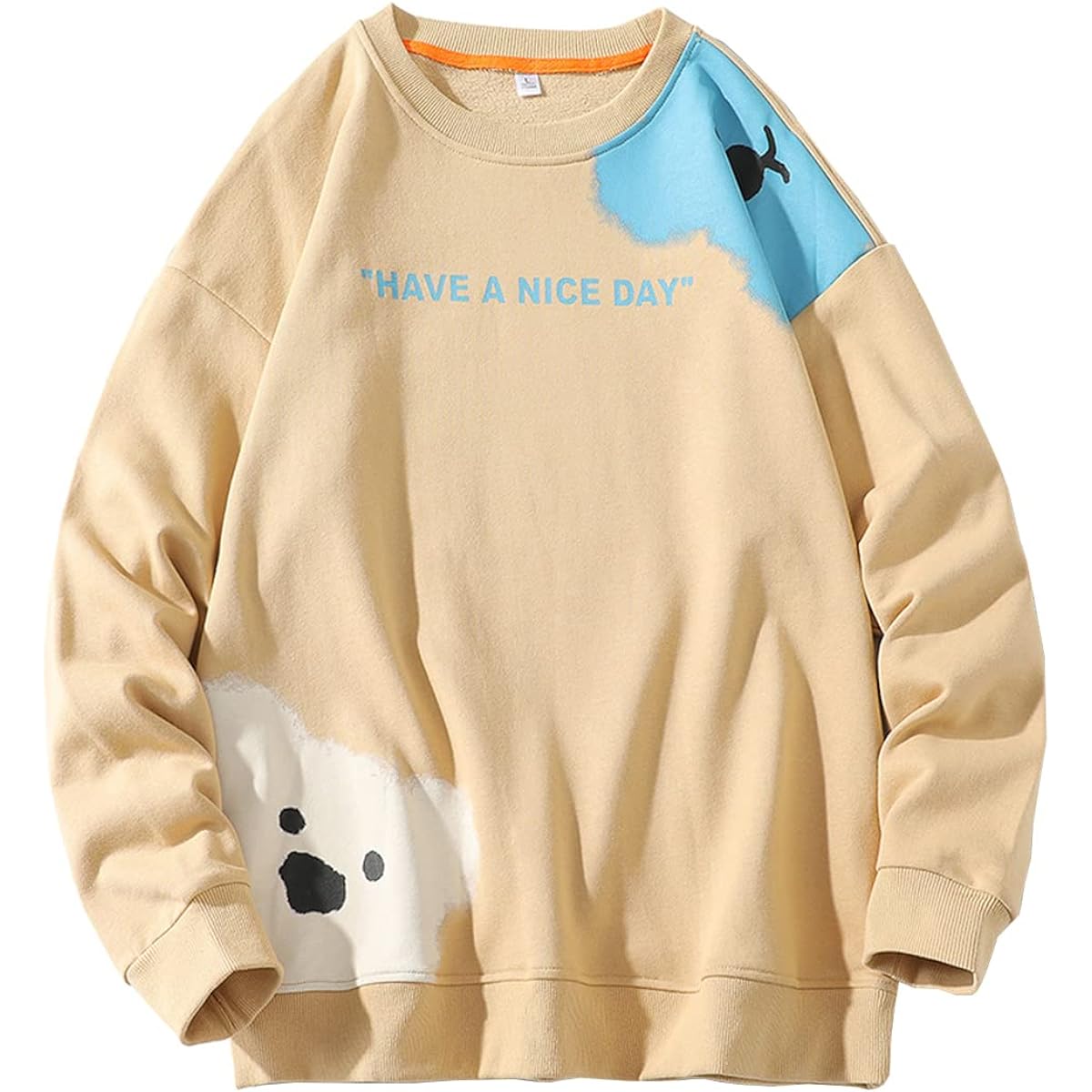 [Butrends] Men's Hoodie, Sweatshirt, Round Neck, Long Sleeve Hoodie, Spring, Autumn, Sweatshirt, Stylish, Casual, Long Sleeve, T-shirt, Cut and Sewn Top, Long T-shirt, Large Size