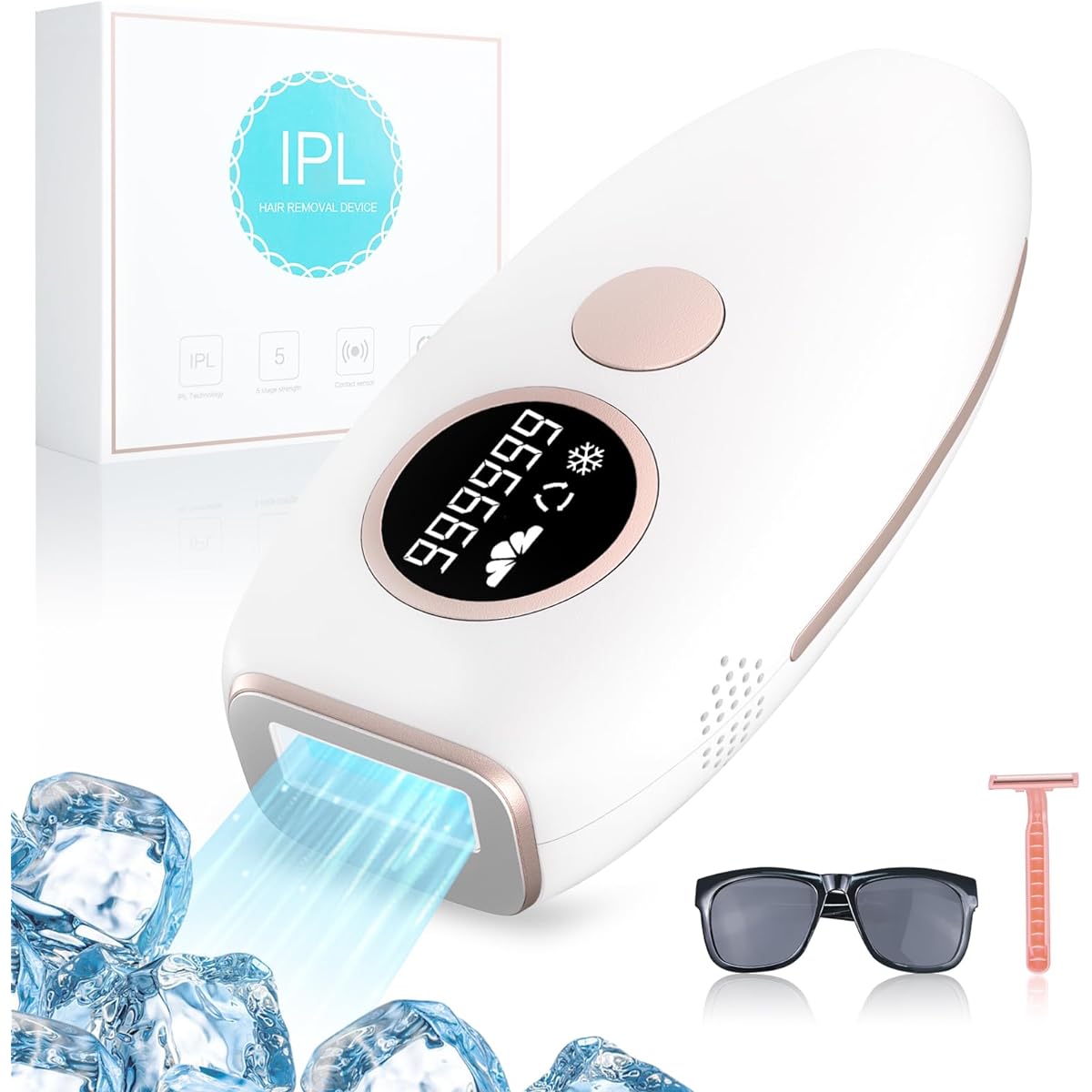 Epilator for men and women, compatible with vio, home hair removal device [SGS Best Innovation Award/IPL hair removal device] IPL light beauty device, manual/automatic mode, unlimited irradiation, cold painless hair removal, hair removal device for hair