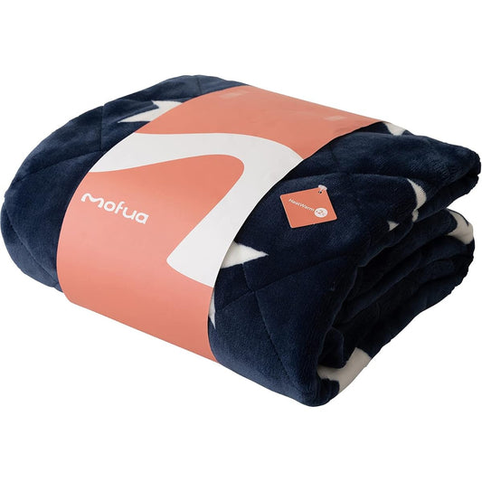AQUA (Aqua) mofua Bed Pad Shikipatto Wide King Winter Star Pattern Navy +2℃ Heat-generating Type Heatwarm Warm Bed Pad Cozy Fluffy Moisture Absorbing Heat Generating Material Fluffy Bed Blanket Mofua Premium Microfiber (Former Company Name: Nice Day) 601