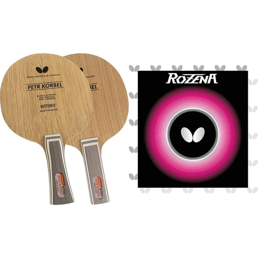 Butterfly Table Tennis Racket Corbel FL Shakehand Flare Attack 30271 & Table Tennis Back Rubber Rosena 06020 Black Thick [Set Purchase]