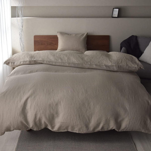 Duvet Cover 100% Linen Made in Japan Beige Thread Cover Queen Size 210 x 210cm Lino Linen Stylish Scandinavian Washable Sheets Duvet Cover Sleep Tailor Lino
