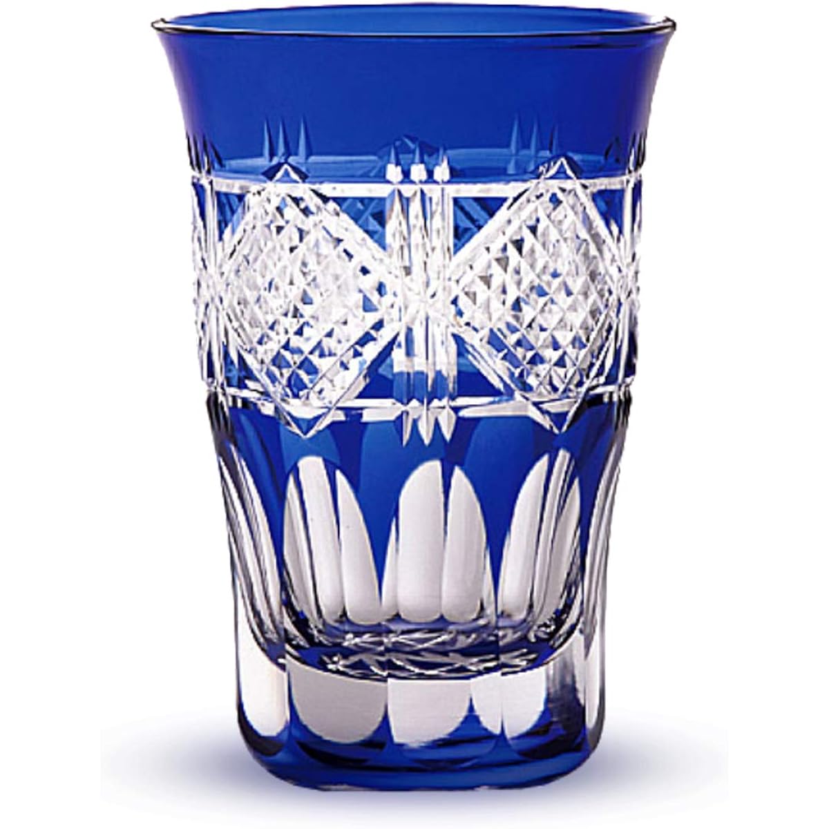 Sumida Edo Kirikokan Glass Stylish: FG1-1 Hirota Glass Craft Sadazo Onozuka Warm Hot Glass Arare Indigo 310ml φ8.6xH12.0cm (231400)