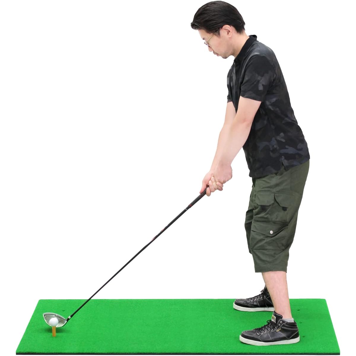 GolfStyle Golf Mat Large Golf Practice Mat Outdoor Indoor Practice Swing Driver Swing Practice Artificial Grass SBR 100 x 150cm Golf Tee Golf Ball
