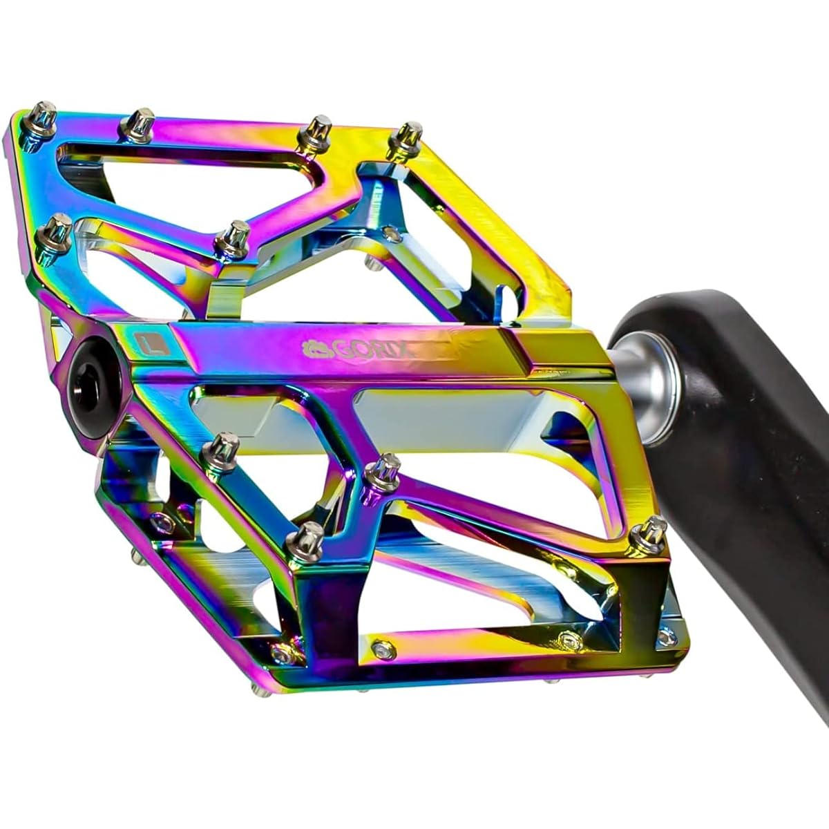 GORIX Flat Pedal Oil Slick Bicycle Pedal (GX-FX181) Lightweight Aluminum CNC Machining High Rotation Smooth 3 Bearings Non-slip Pin Included Stylish Cool Bicycle Pedal Pedal Replacement Road Bike Cross Bike Mini Velo MTB etc.