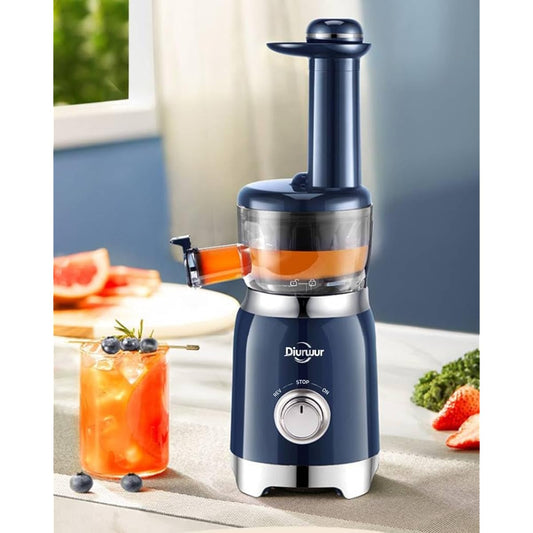 Slow juicer, low speed juicer, Diurwur mini, squeezed waste separation, small mixer, high juice extraction rate, oxidation resistant, compact, fruits, vegetables, baby food, vitamins, enzymes, fresh juice, keeps freshness, washable, easy to clean, overhe
