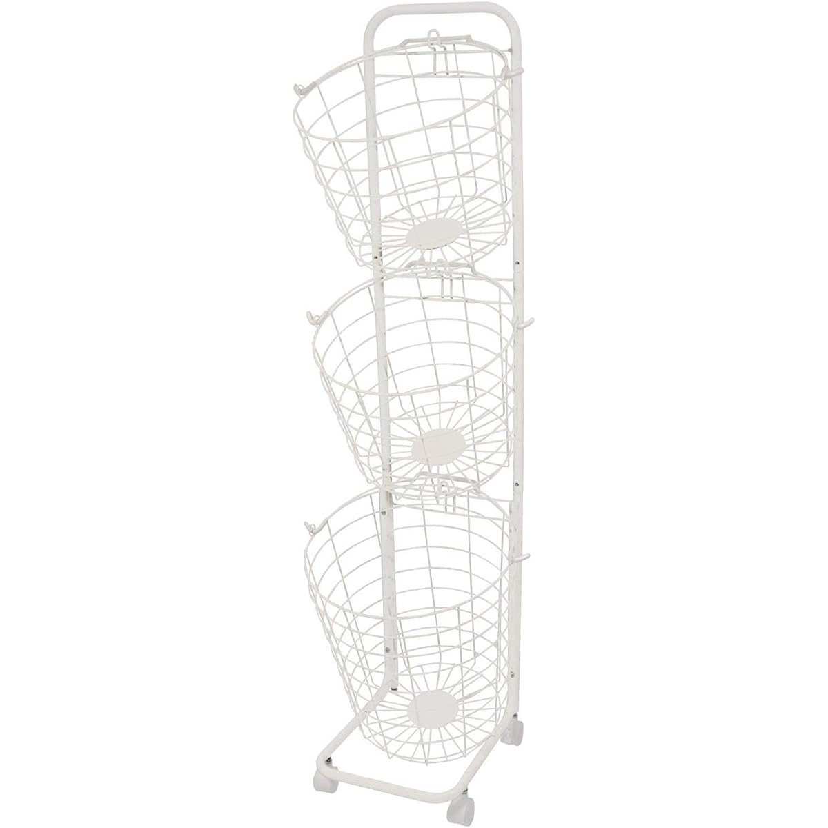 [Ironet] ironet Laundry Basket 3 Tier Slim Storage Laundry Rack with Casters Laundry Wagon Wire Basket Tower (Ivory)