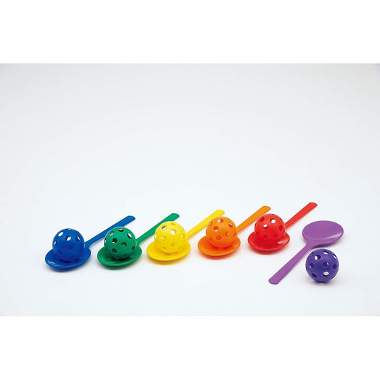 TOEI LIGHT Spoon Relay (1 set of 6 colors) B2680 Blue, Red, Yellow, Green, Orange, Purple Ball diameter 9cm, Spoon length 40 x Width 12cm