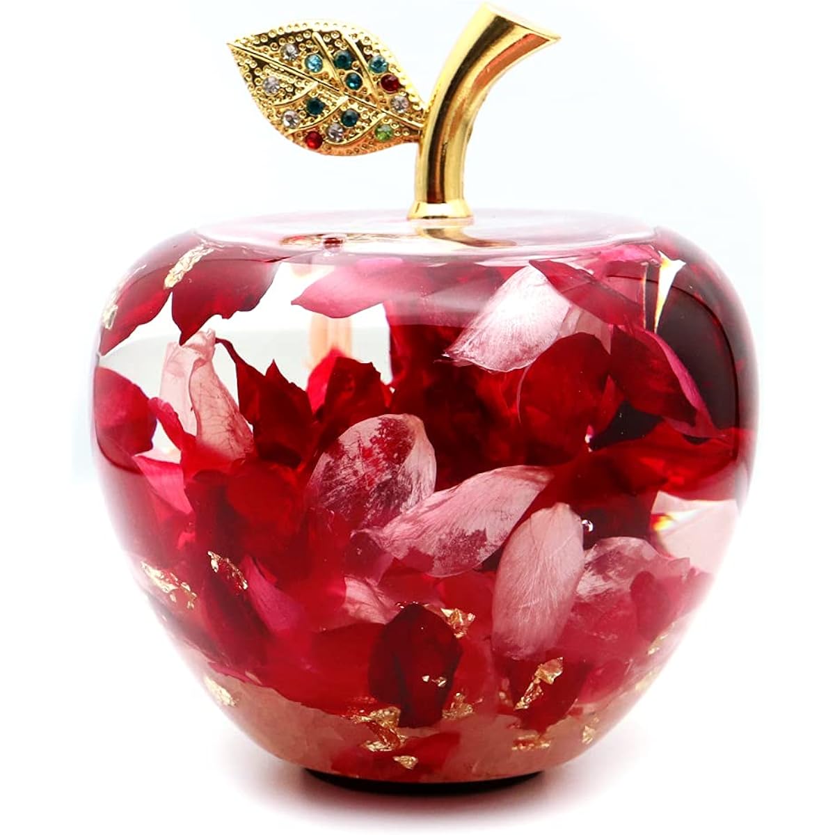 [GOLD STONE] Herbarium Apple Ornament, Gold Leaf, Natural Stone, Ripples, New Year's Lucky Charm, Apple, Box Included, Feng Shui, Happiness, Luck, Rose
