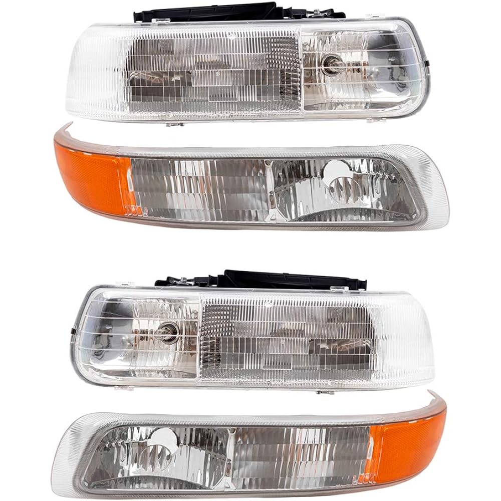 Aftermarket replacement set of 4 headlights & side signal marker lamp 2000-2006 TAHOE SUBURBAN 1999-2002 Silverado Pickup truck