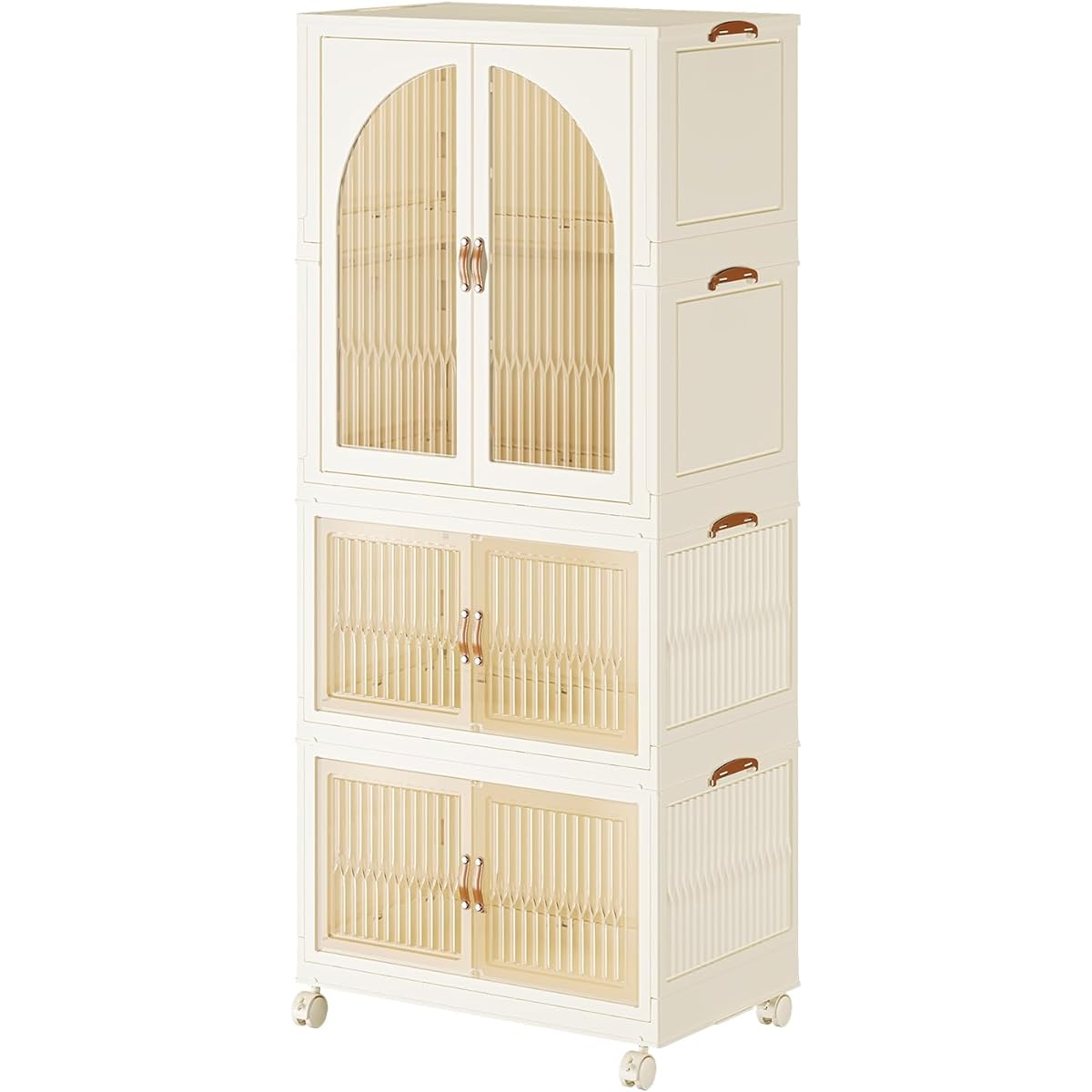 YOSTORYA Wardrobe Folding Closet Installation - Required Plastic Wardrobe (10 Hanger Free Kit Included) Locker Storage Cabinet White Brown Beige Width 70 x Depth 42.5 x Height 161cm